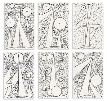 ABRAHAM WALKOWITZ (1878 - 1965, RUSSIAN/AMERICAN) Variations on a theme (Group of six abstractions).
